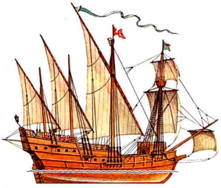 Raná galeona z konce 15. století. Tato je z Portugalska.